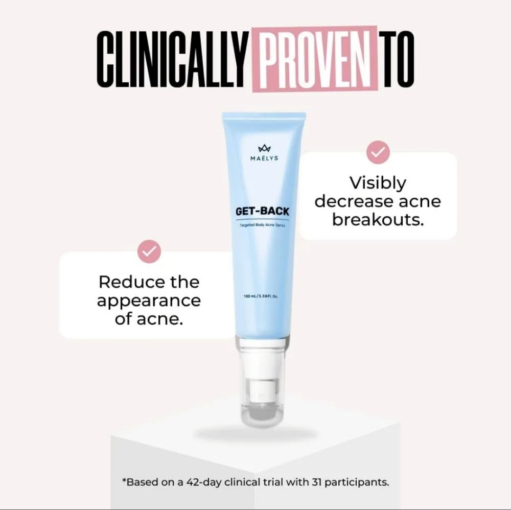 NWOB $40 Maelys Get-back Targeted Body Acne Spray  100ml
